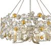 Silver Shaded Four Light Metal and Crystals Dimmable Chandelier With Silver Shades