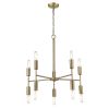 Brass Candle Style Ten Light Metal Dimmable Chandelier