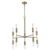 Brass Candle Style Ten Light Metal Dimmable Chandelier