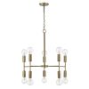 Brass Candle Style Ten Light Metal Dimmable Chandelier