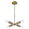 Gold Four Light Metal Dimmable Chandelier