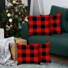 Set of Four 18" Red and Black Plaid Fabric Throw Pillow Covers