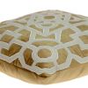18" Gold And Ivory Geometric Velvet Throw Pillow