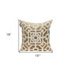 18" Gold And Ivory Geometric Velvet Throw Pillow
