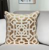 18" Gold And Ivory Geometric Velvet Throw Pillow