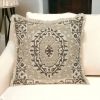 18" Beige And Brown Geometric Cotton Blend Throw Pillow with Fringes And Texture