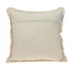 18" Beige And Brown Geometric Cotton Blend Throw Pillow with Fringes And Texture