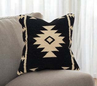 18" Black And Natural Southwestern Throw Pillow with Texture