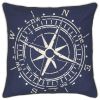 18" Navy and White Nautical Compass Throw Pillow
