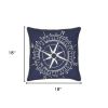 18" Navy and White Nautical Compass Throw Pillow