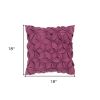 18" Magenta Floral Wool Blend Throw Pillow With Applique