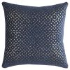 20" Blue and Gold Geometric Cotton Throw Pillow