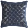 20" Blue and Gold Geometric Cotton Throw Pillow