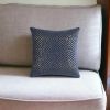 20" Blue and Gold Geometric Cotton Throw Pillow