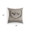 20" Natural and Gray Rooster Cotton Throw Pillow