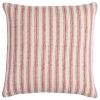 20" Red and Natural Ticking Stripe Cotton Throw Pillow