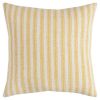 20" Yellow And Natural Ticking Stripe Cotton Canvas Throw Pillow