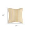 20" Yellow And Natural Ticking Stripe Cotton Canvas Throw Pillow