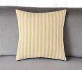20" Yellow And Natural Ticking Stripe Cotton Canvas Throw Pillow