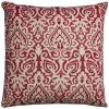 Red Natural Distressed Damask Throw Pillow