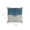 Teal White Kantha Stitch and Knots Throw Pillow