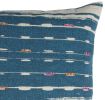 Teal White Kantha Stitch and Knots Throw Pillow