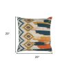 Blue Mustard Ikat Pattern Throw Pillow
