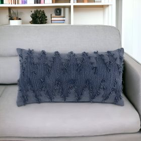 14" X 26" Indigo Cotton Lumbar Throw Pillow with Texture