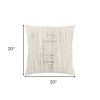 20 X 20 Natural Zippered 100% Cotton Throw Pillow