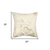 20" X 20" Gold and Ivory Swirl Cotton Zippered Pillow