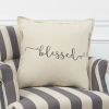 Gray Taupe Canvas Blessed Throw Pillow