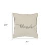 Gray Taupe Canvas Blessed Throw Pillow