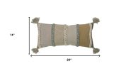 Beige Brown Braided Stripe Lumbar Pillow