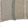 Beige Brown Braided Stripe Lumbar Pillow