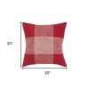 Red White Plaid Pattern Throw Pillow