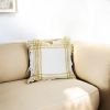 White Gold Open Plaid Textured Throw Pillow