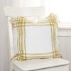 White Gold Open Plaid Textured Throw Pillow