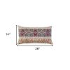 Red Beige Patterned Panel Lumbar Pillow