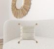 Ivory Blush Accent Stitch Color Block Throw Pillow