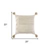 Ivory Blush Accent Stitch Color Block Throw Pillow