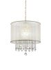 Primo Gold Finish Ceiling Lamp with Crystal Accents and White Shade