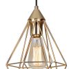Kitchen Island Geometric Two Light Iron Flush Ceiling Light With Gold Shades