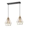 Kitchen Island Geometric Two Light Iron Flush Ceiling Light With Gold Shades