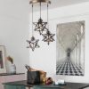 Brown Metal and Glass Star Geometric Hanging Lamp