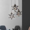 Brown Metal and Glass Star Geometric Hanging Lamp