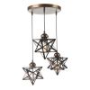 Brown Metal and Glass Star Geometric Hanging Lamp