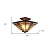 Brown and Amber Tiffany Style Mission Semi Flush Dimmable Ceiling Light