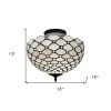 Black and White Tiffany Style Two Light Semi Flush Ceiling Lamp