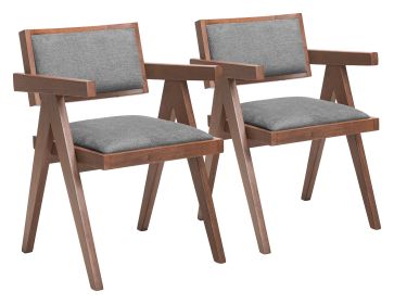 Delhi Dining Chair Gray & Walnut