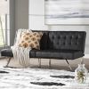 Modern Black Faux Leather Upholstered Sleeper Sofa Bed